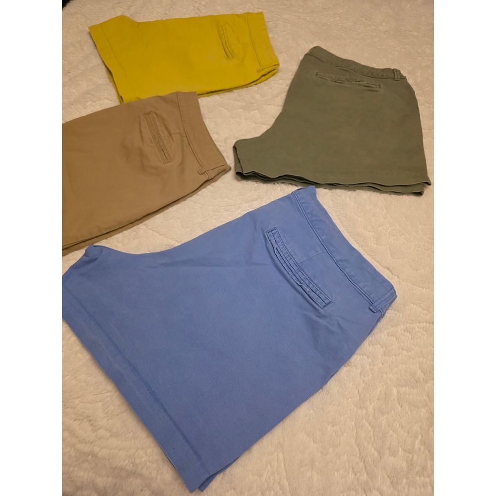 Old Navy Pixie Chino Shorts Bundle Lot of 4 Blue Green Khaki Yellow Womens 16